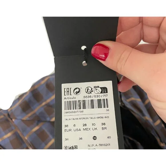 Massimo Dutti Womens Dress EU 38
US 6 Plaid Halter Neck Blue Brown NWT - Picture 7 of 15